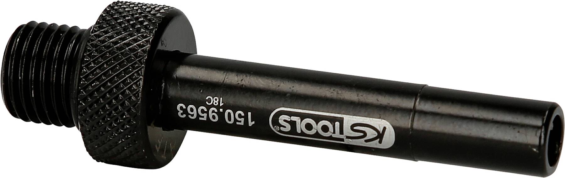 Ein schwarzes KS Tools-Werkzeug mit gerändeltem Griff und Gewinde, Modellnummer '150.9353'. Verwendet für technische Anwendungen.