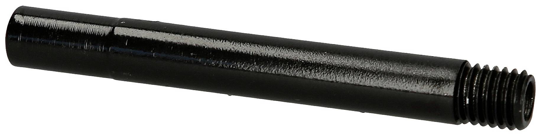 Ein schwarzer, zylindrischer Metallstab mit Gewinde an einem Ende. Geeignet zur mechanischen Befestigung oder als Verlängerungsteil.