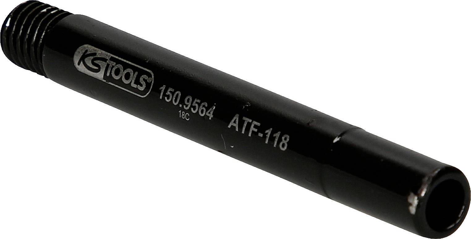 Ein schwarzer Werkzeugadapter mit der Aufschrift 'KS Tools 150.9564 ATF-118'.
