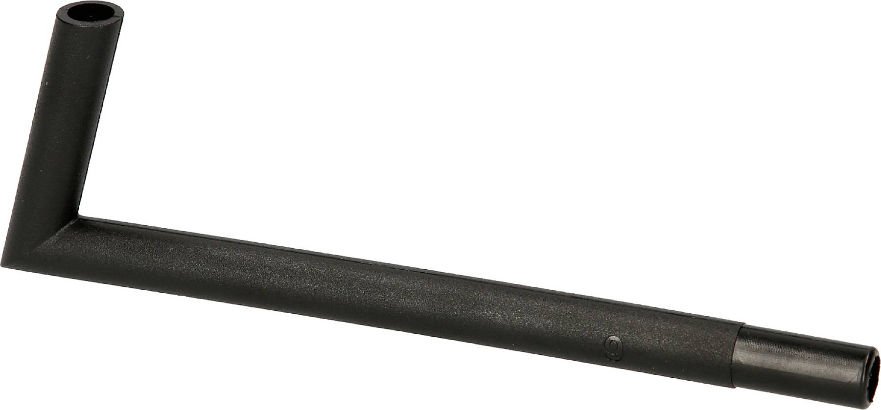 Ein schwarzer Metall-Winkelschlüssel in L-Form, häufig zum Anziehen oder Lösen von Schrauben verwendet.