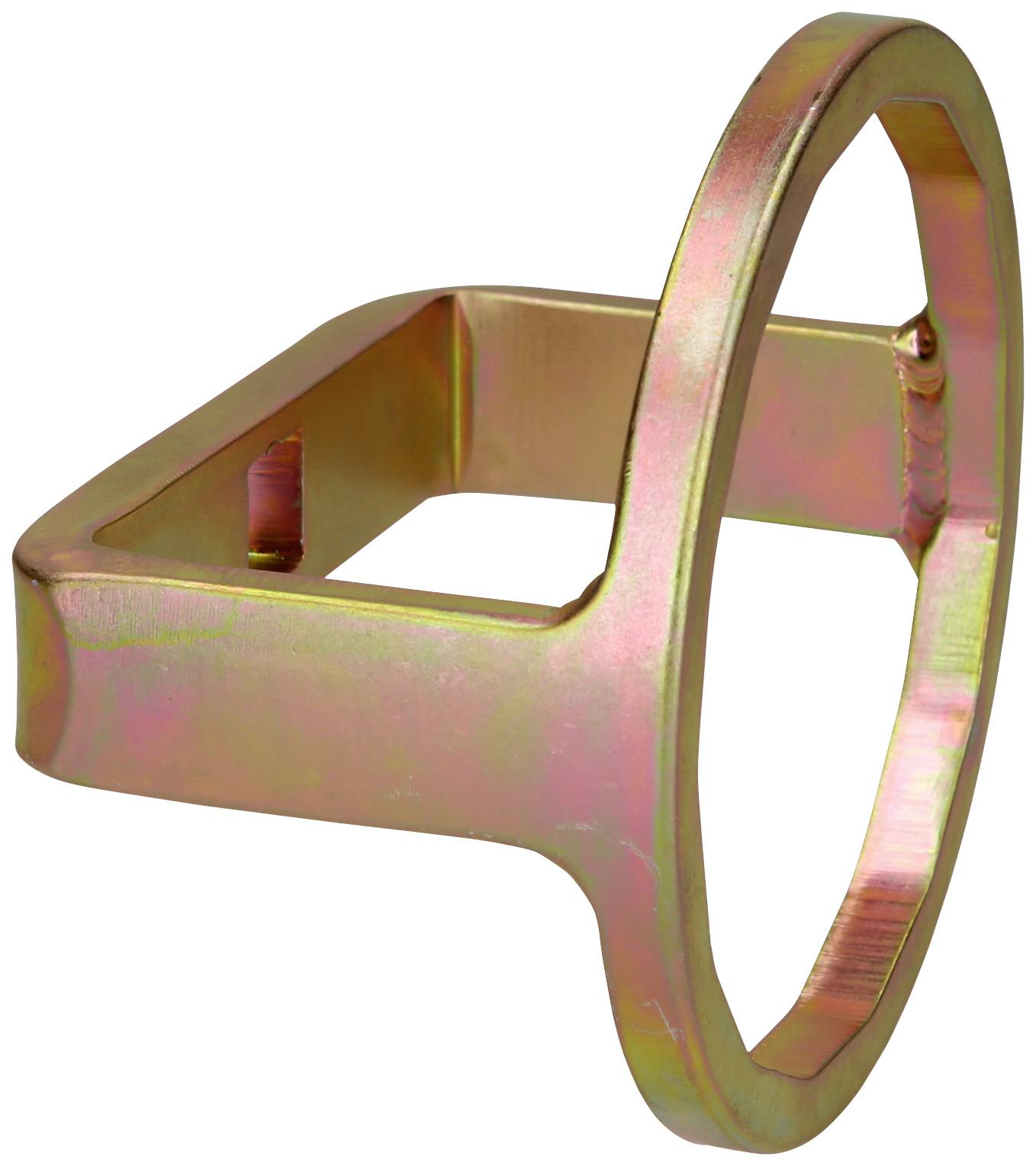 Metallischer Ring aus gelblich-glänzendem Material, bildet ein sechseckiges Profil.