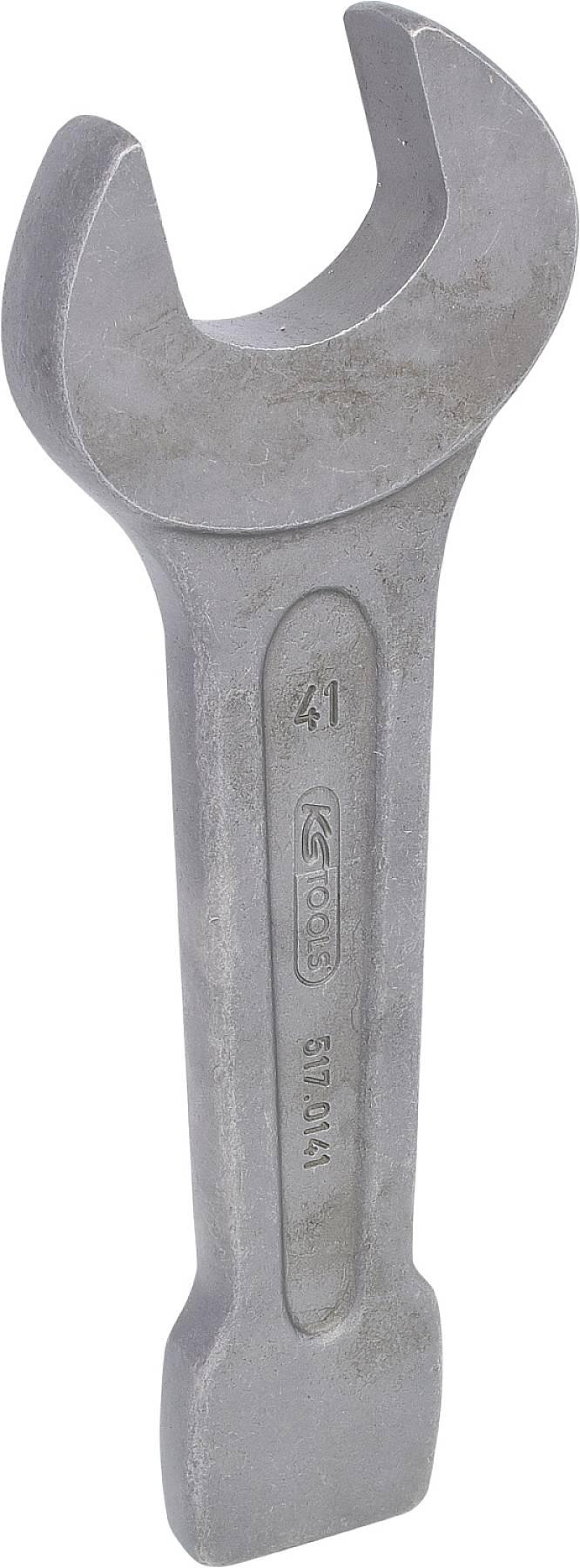 Ein großer Metallschlüssel aus silbernem Stahl. Die Vorderseite zeigt die Gravur '41'.