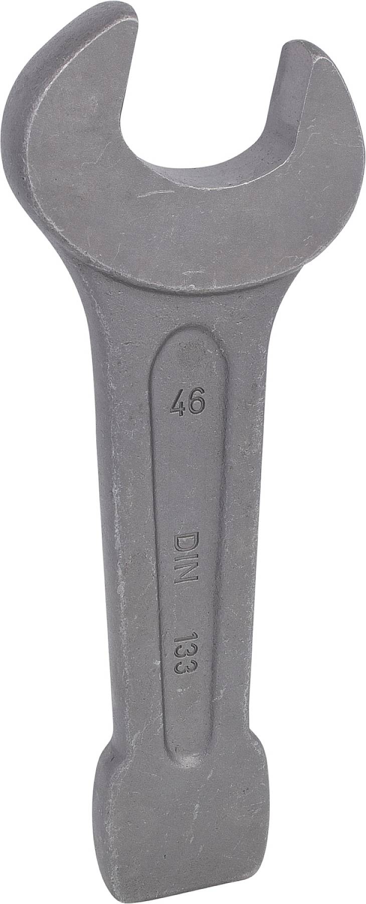 Grauer, offener Maulschlüssel aus Metall mit der Aufschrift '46 DIN 133'.