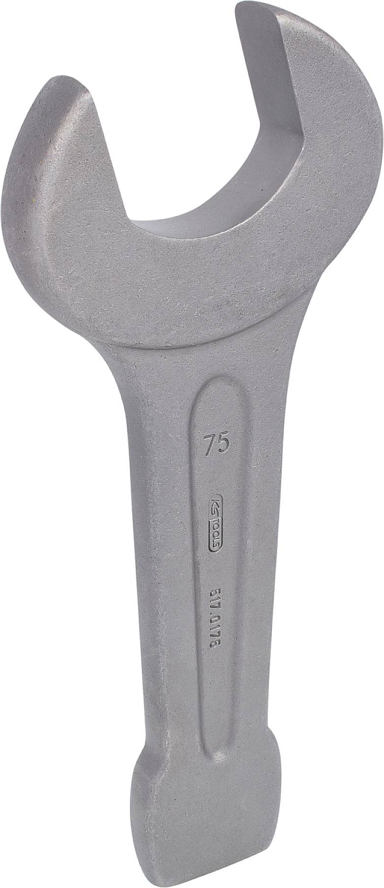 Ein großer, silberfarbener Schraubenschlüssel aus Metall.