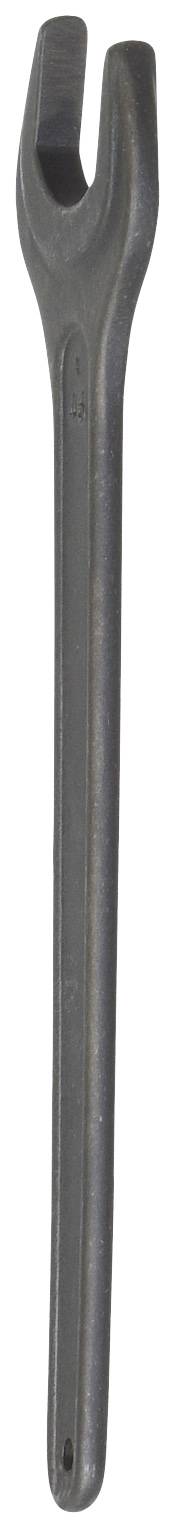 Schwarzer Schraubenschlüssel mit offener Backe, geeignet zum Lösen oder Festziehen von Schrauben und Muttern.