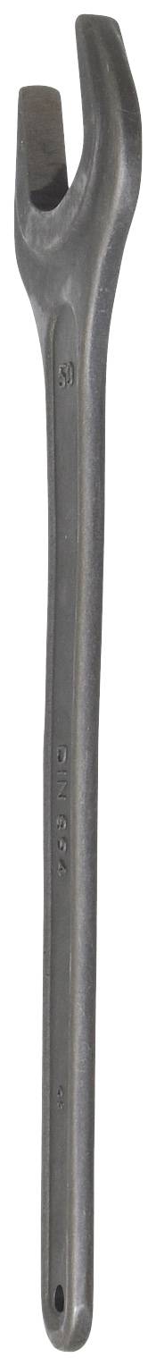 Ein großer Metallschraubenschlüssel mit einer offenen Maulöffnung, hauptsächlich zum Lösen oder Anziehen von Schrauben und Muttern verwendet.