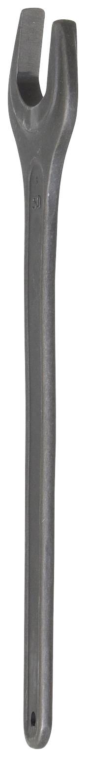 Ein langer, schlanker Schraubenschlüssel mit einer geöffneten Maulöffnung am Ende, geeignet zum Festziehen oder Lösen von Muttern und Schrauben.