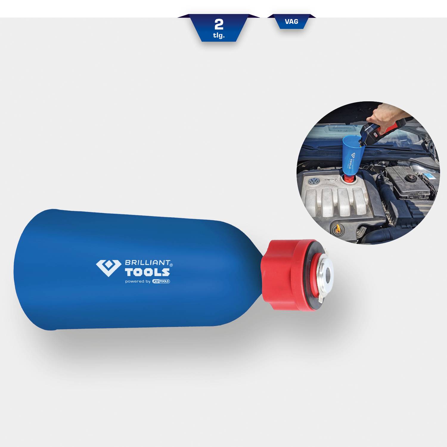 Brilliant Tools BT711130 Öleinfülltrichter mit Adapter für VAG, 2-tlg