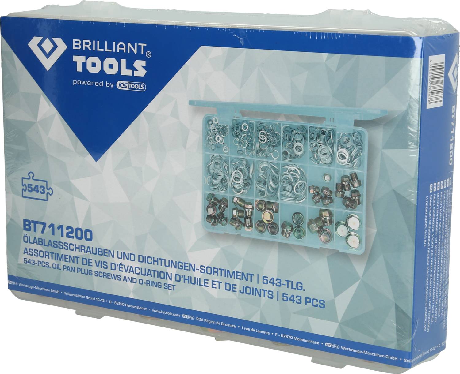 Brilliant Tools BT711200 Ölablassschrauben und Dichtungen-Sortiment, 543-tlg