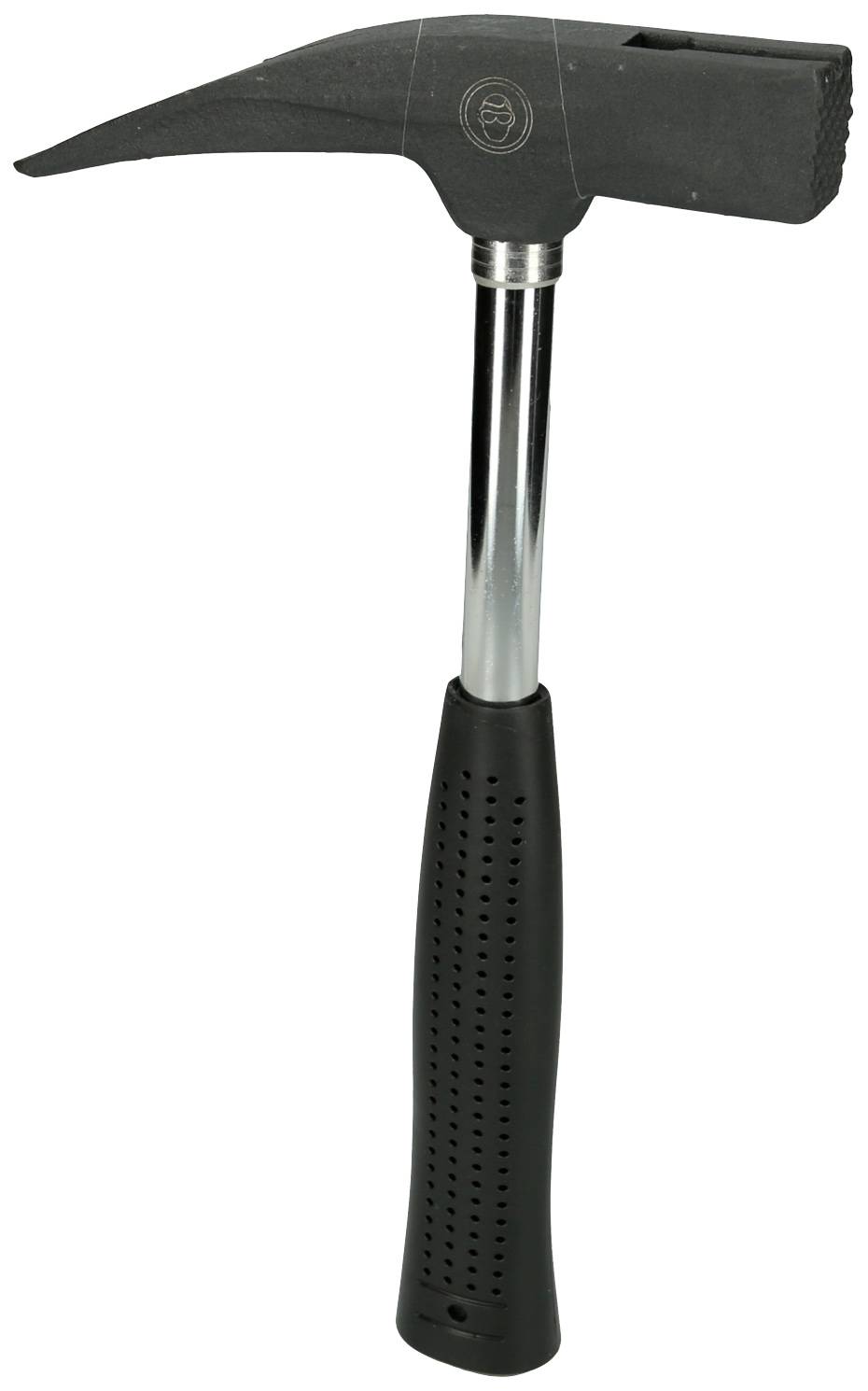 Ein schwarzer Hammer mit glattem Stiel und eckigem Kopf. Ideal für Handwerksarbeiten und Bauprojekte.