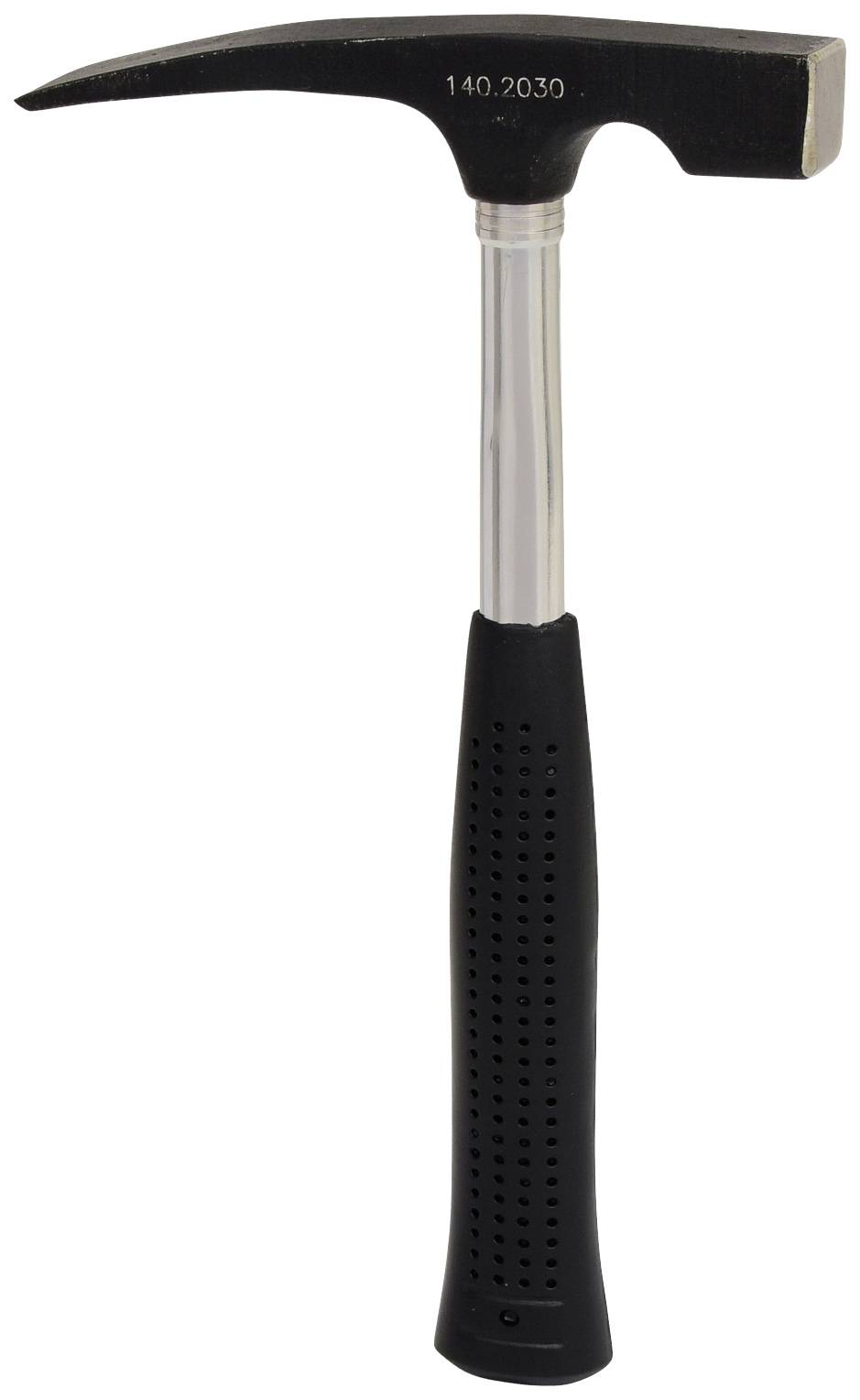 Ein Hammer mit schwarzem Kopf und Stiel, geeignet für Bauarbeiten.