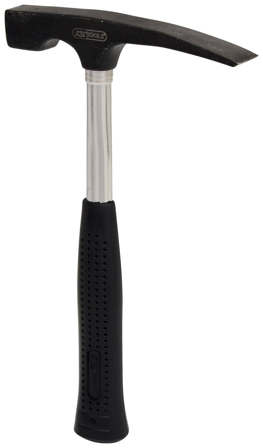 Ein Estwing Hammerschlägel mit schwarzem Gummigriff und silbernem Kopf. Geeignet für Zimmerarbeiten oder andere Handwerksprojekte.