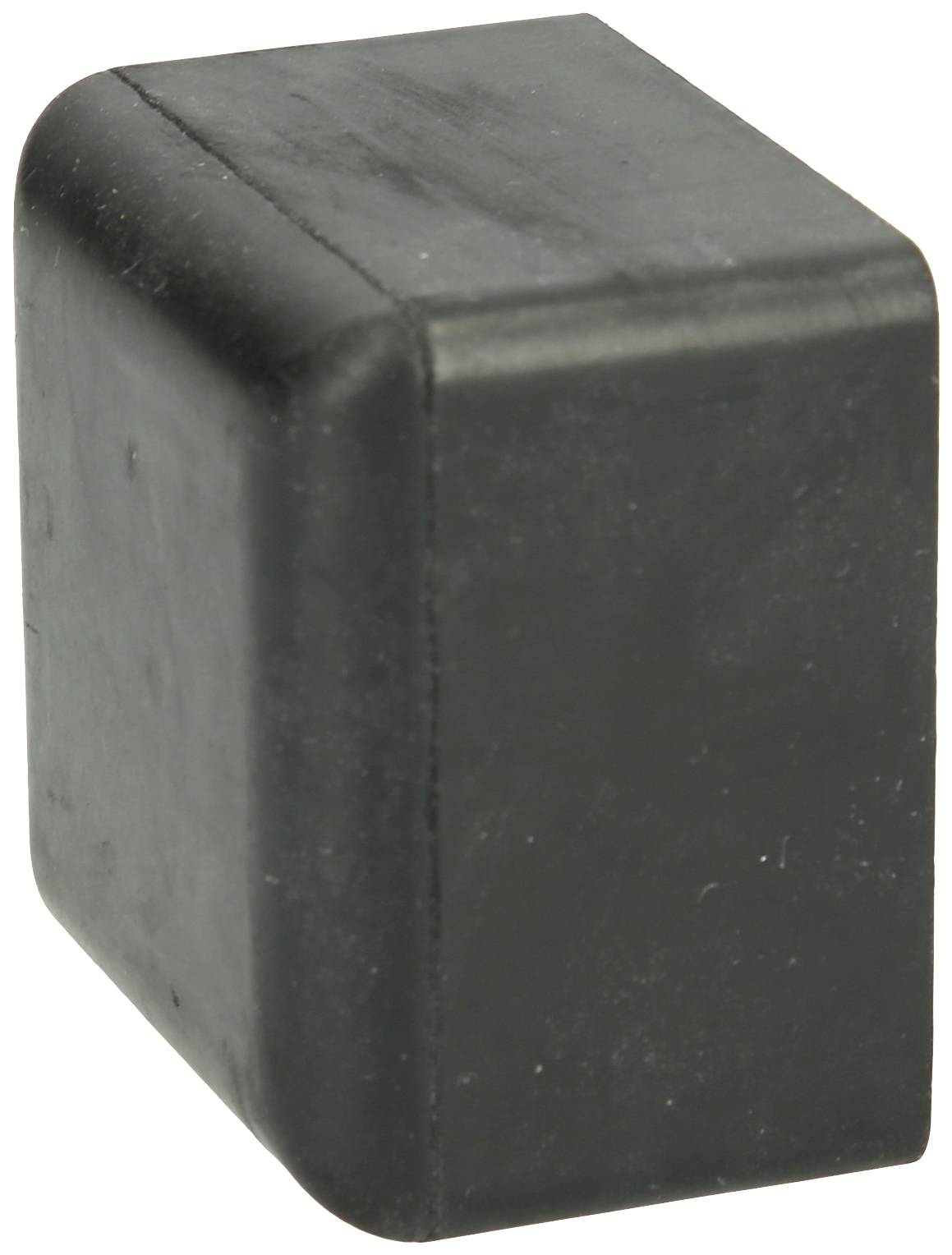 Schwarzer, rechteckiger Gummipuffer mit abgerundeten Kanten, möglicherweise ein Schutz- oder Dämpfungselement.