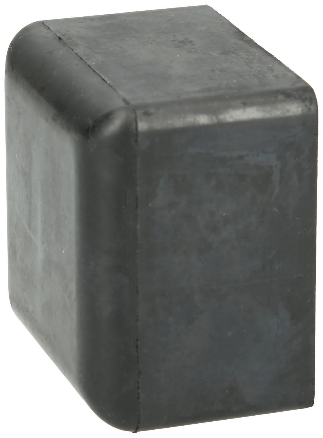 Ein rechteckiger, schwarzer Gummipuffer mit abgerundeten Ecken, verwendet zur Stoßdämpfung oder zum Schutz von Oberflächen.