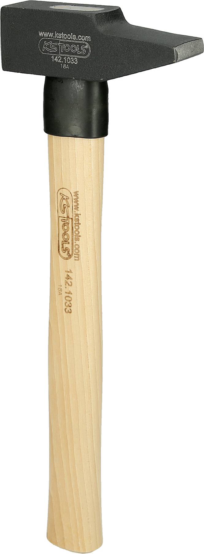 Holzhammer mit schwarzem Metallkopf, passend für handwerkliche Arbeiten.