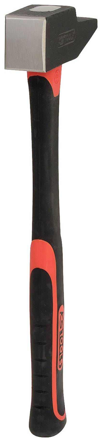 Ein Hammer mit schwarzem Griff und roten Akzenten. Der Kopf ist metallisch, flach auf der einen Seite, spitz auf der anderen.