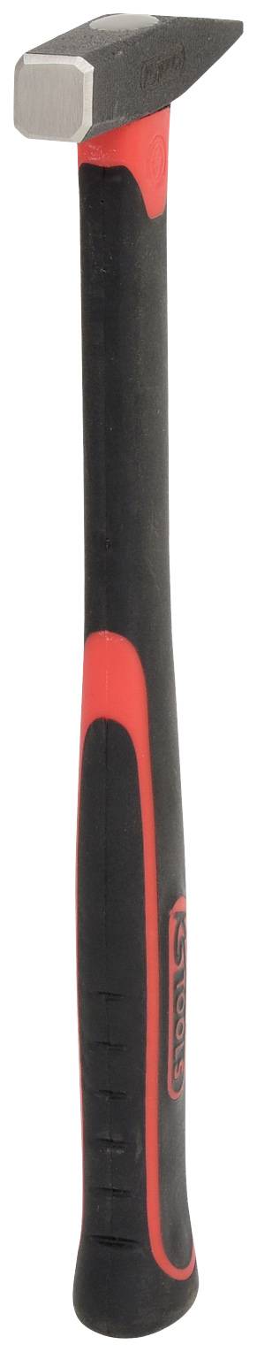 Ein Hammer mit schwarzem und rotem Griff, rechteckigem Metallkopf und spitzem Ende, geeignet für Bauarbeiten.