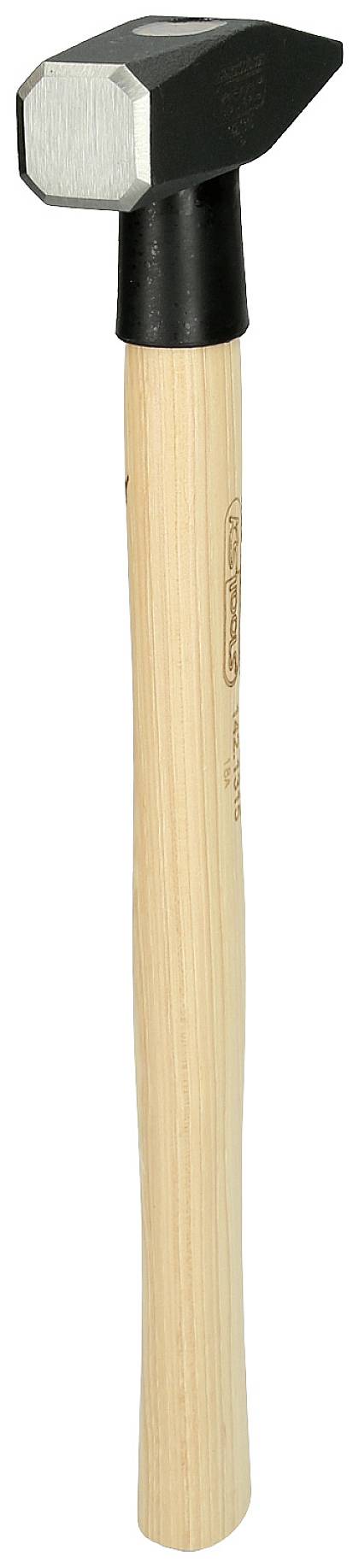 Ein Hammer mit schwarzem Kopf und hellem Holzgriff, geeignet für handwerkliche Arbeiten und Heimwerkerprojekte.