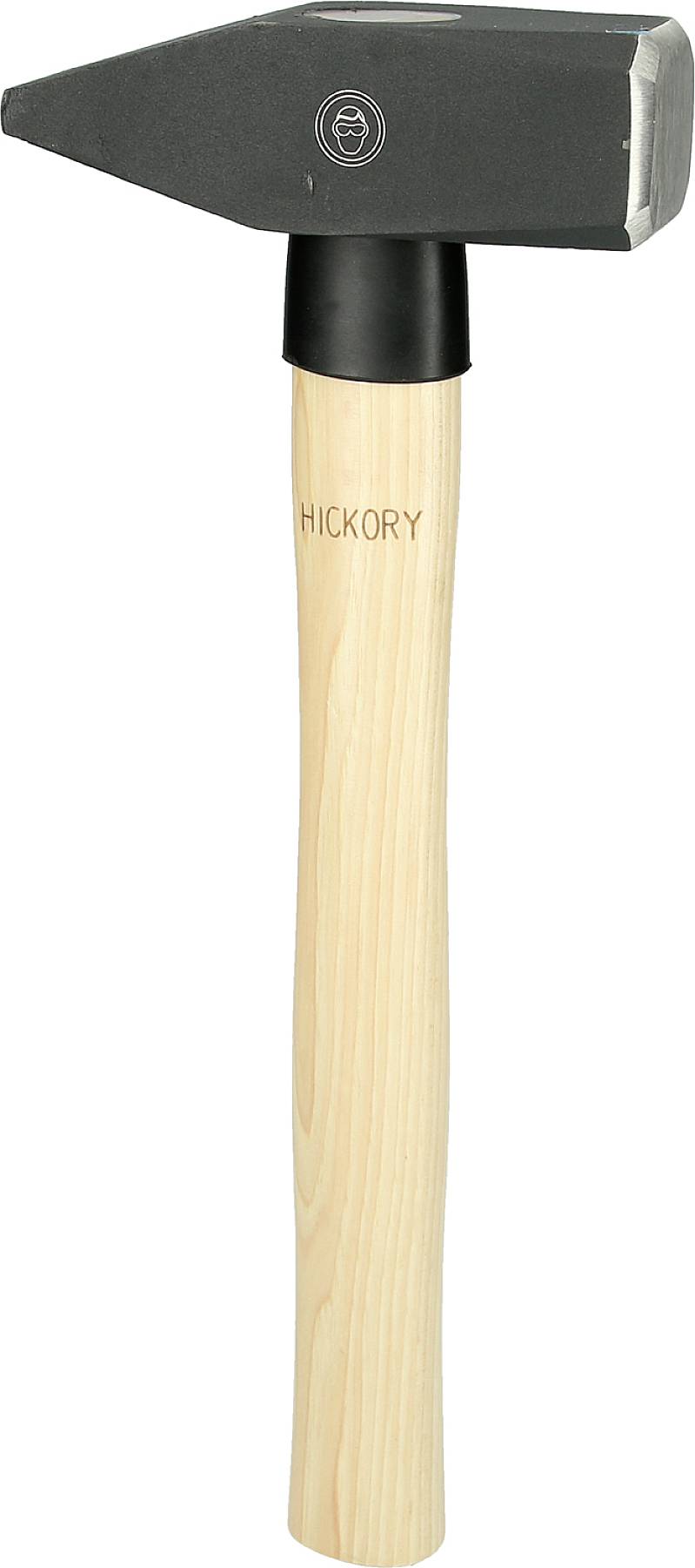 Hammer mit einem metallischen Kopf und einem hölzernen Griff. Der Griff ist mit 'HICKORY' gekennzeichnet.