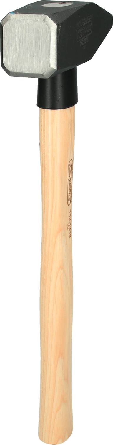 Ein Vorschlaghammer mit einem Holzgriff und einem schweren Metallkopf. Geeignet für schwere Bauarbeiten oder Abbrucharbeiten.