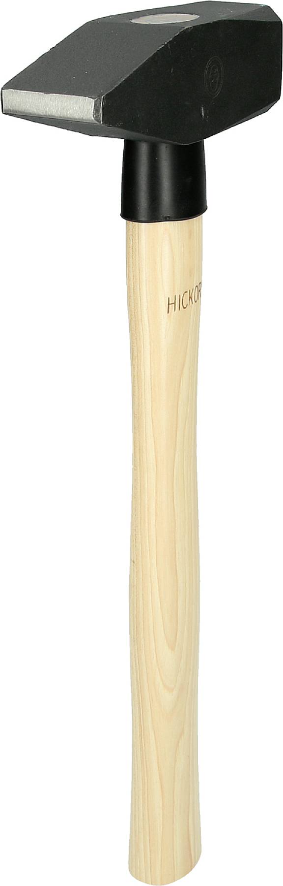 Ein Hammer mit schwarzem Kopf und hellbraunem Holzgriff. Hauptsächlich für handwerkliche Arbeiten verwendet.