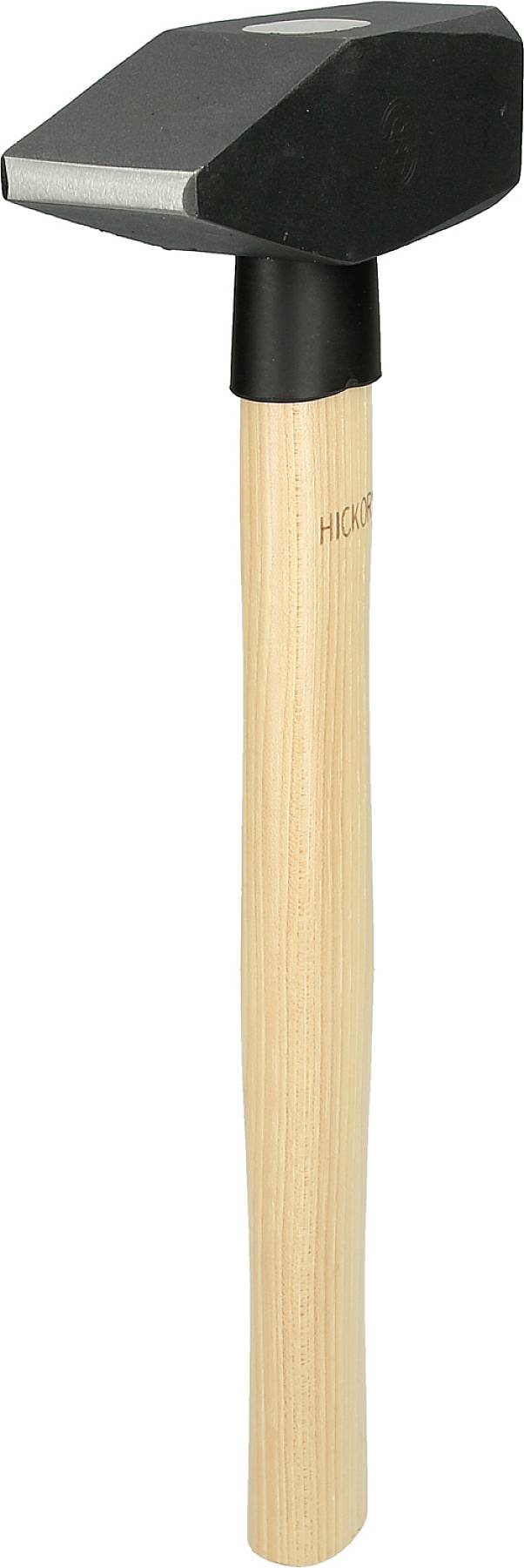 Ein Vorschlaghammer mit einem langen hölzernen Griff und einem schweren Metallkopf, geeignet für schwere Bauarbeiten.