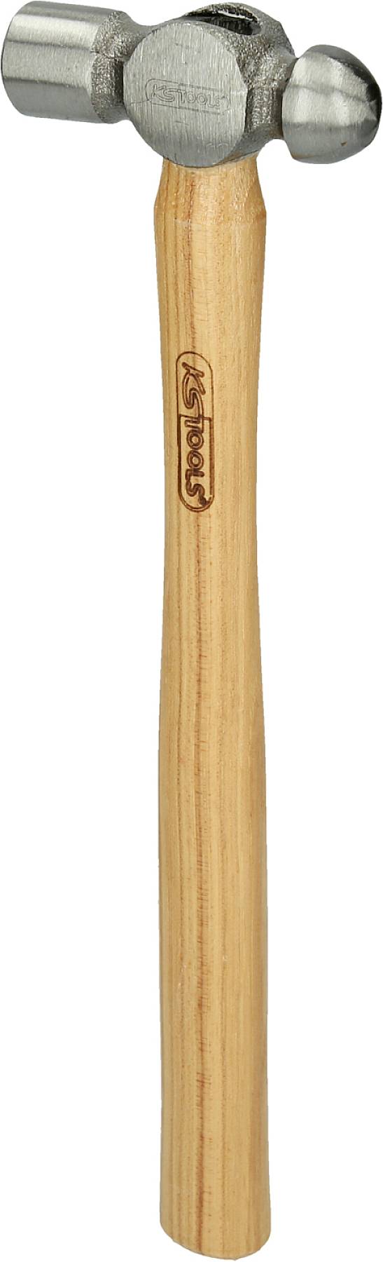 Ein Hammer mit Holzgriff und Metallkopf, geeignet für handwerkliche Arbeiten.