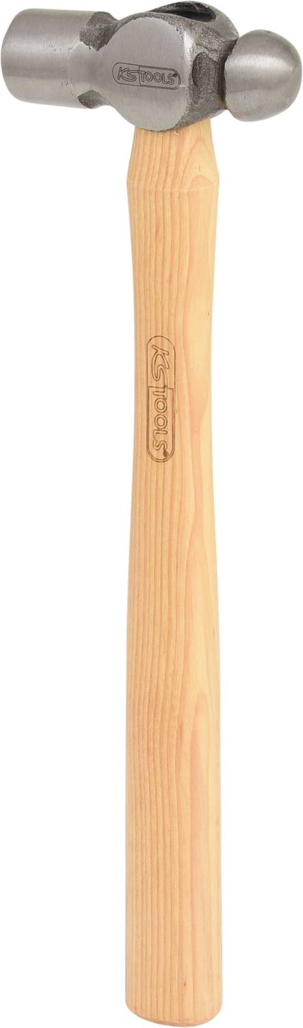 Ein Hammer mit hölzernem Griff und metallischem Kopf, geeignet für handwerkliche Arbeiten.