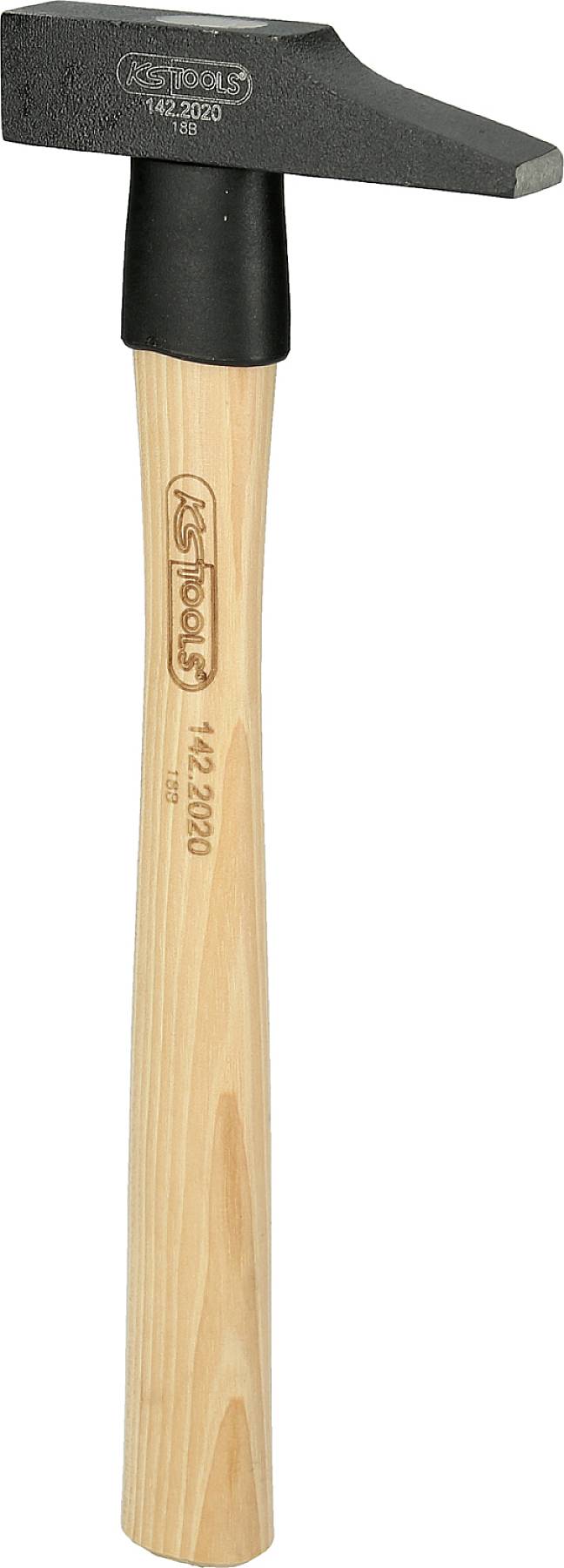 Holz-Handschlosserhammer mit schwarzem, flachem Kopf und Holzgriff. Auf dem Griff ist die Marke 'KS Tools' und die Modellnummer vermerkt.