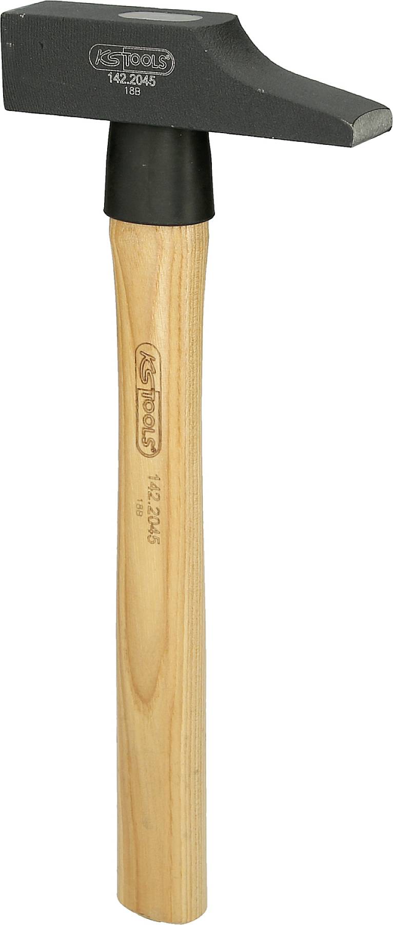 Ein Schlosserhammer mit Holzgriff und Stahlkopf, geeignet für präzise Metallarbeiten.