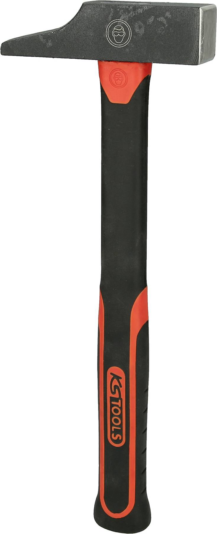 Hammer mit schwarzem Kopf und rotem Griff.