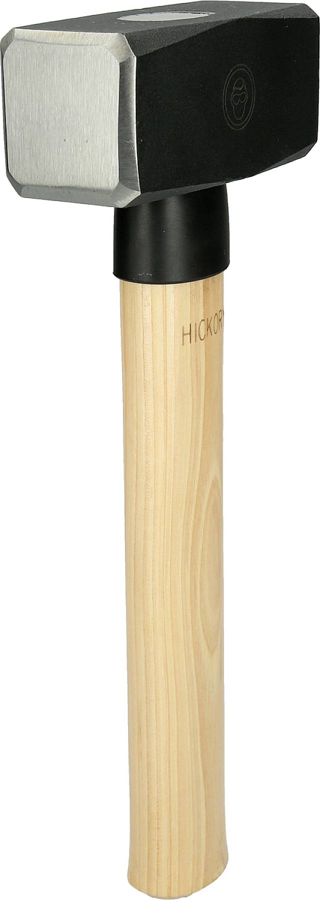 Ein schwerer Hammer mit metallischem Kopf und Holzgriff, geeignet für Bau- oder Metallarbeiten.