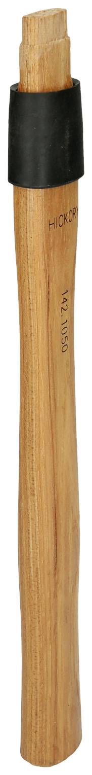 Holzhammerstiel mit schwarzem Gummiring oben.