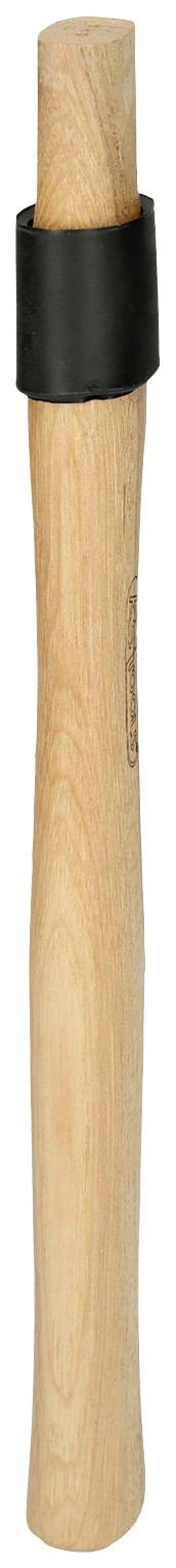 Holzgriff mit schwarzem Gummiring am oberen Ende, typisch für Werkzeuge wie Hämmer.