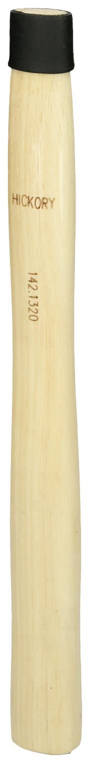 Gezeigt wird ein hölzerner Hammerstiel aus Hickory-Holz mit einer schwarzen Kappe oben.