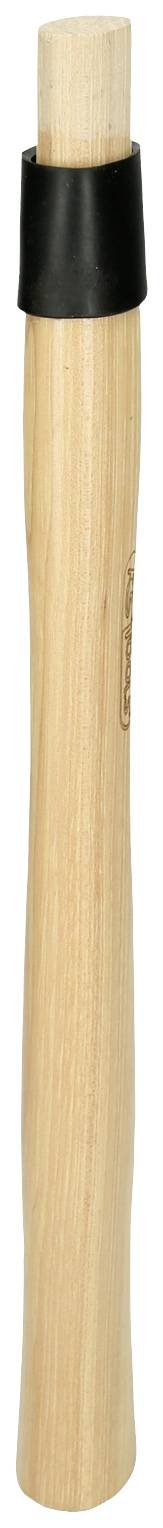 Holzgriff eines Werkzeugs mit schwarzem Gummigriffabschluss oben, einfache Gestaltung.