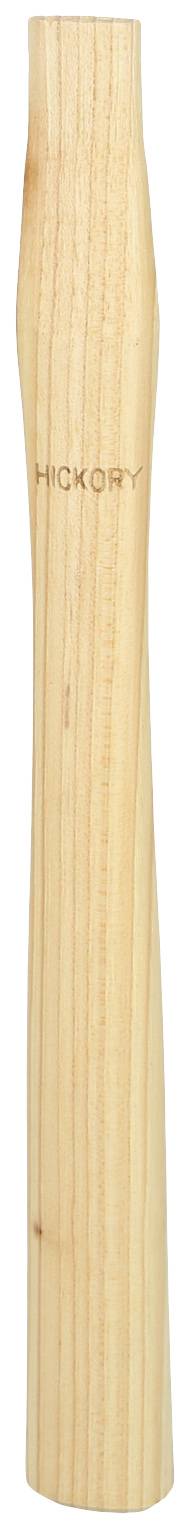 Ein hölzerner Hammerstiel mit 'Hickory' Aufschrift. Schlichtes Design, aus hellem Holz. Geeignet für manuelle Werkzeuge.
