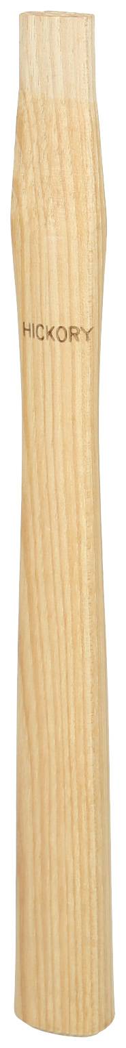Ein hölzerner Hammerstiel aus Hickory-Holz, vertikal ausgerichtet.