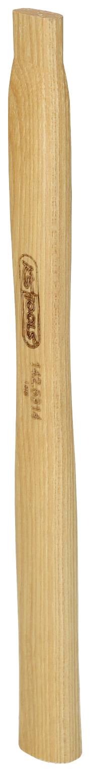 Ein hölzerner Hammerstiel, zylindrisch geformt, mit einer natürlichen Holzmaserung.