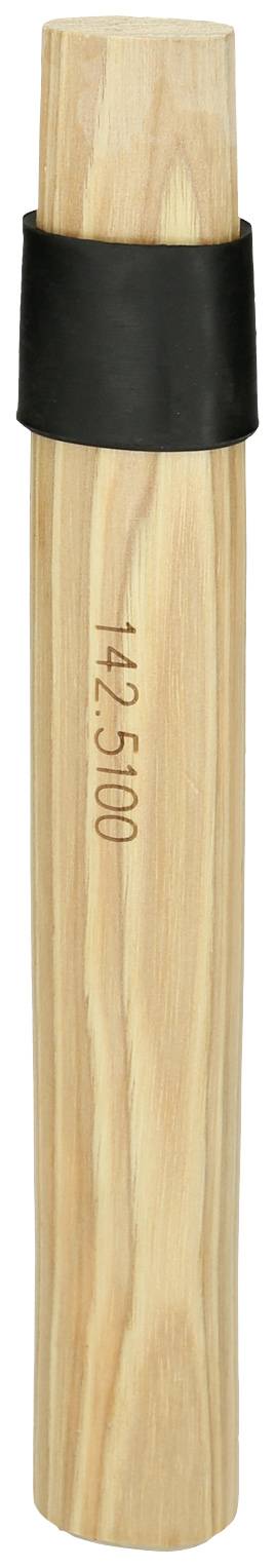 Ein rundes Holzobjekt mit einer schwarzen Gummimanschette am oberen Ende. Die Zahl '142500' ist vertikal auf das Holz gedruckt.