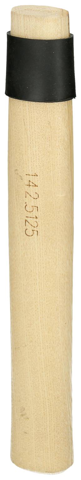 Ein hölzerner Besenstiel mit schwarzer Gummikappe am oberen Ende.