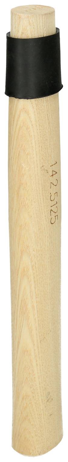 Holzgriff mit schwarzer Gummikappe, zylindrische Form, helle Holzmaserung, vertikal ausgerichtet.