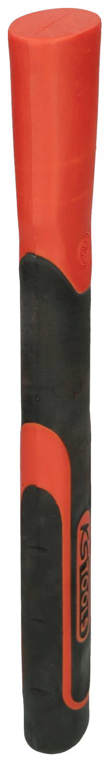 Ein orangener und schwarzer Hammer mit rutschfestem Griff.