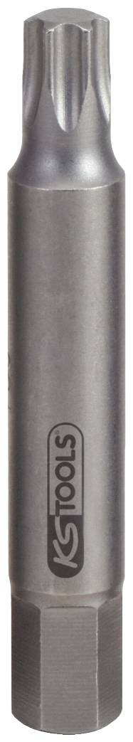 Ein silberner Schraubenkopf-Aufsatz mit Sternmuster und 'KS Tools'-Logo, verwendet für spezielle Schrauben in mechanischen Arbeiten.