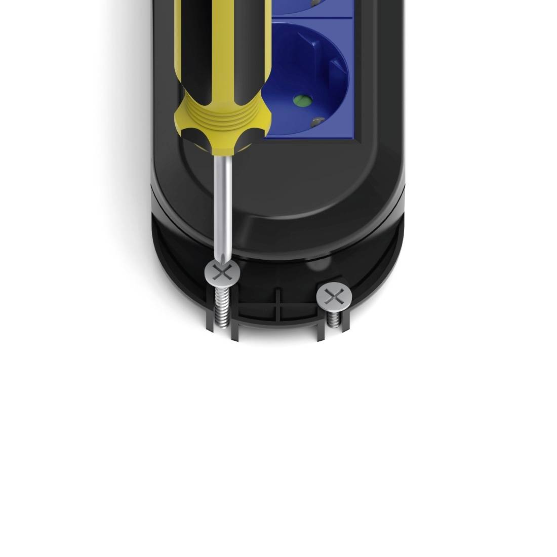 Hama 00223043 Steckdosenleiste mit Schalter Schwarz/Blau Schutzkontakt 1 St.