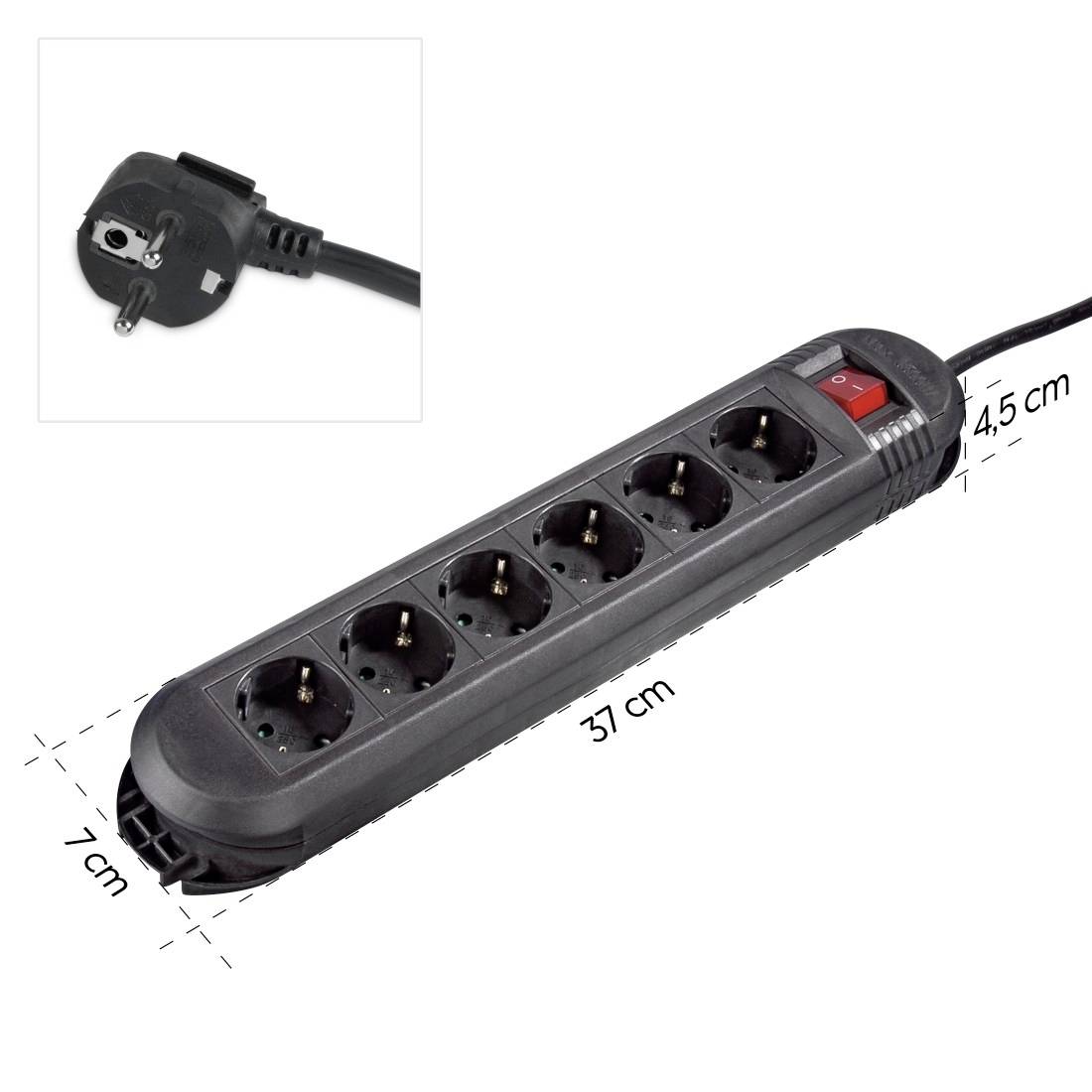 Hama 00223037 Steckdosenleiste mit Schalter Schwarz Schutzkontakt 1 St.
