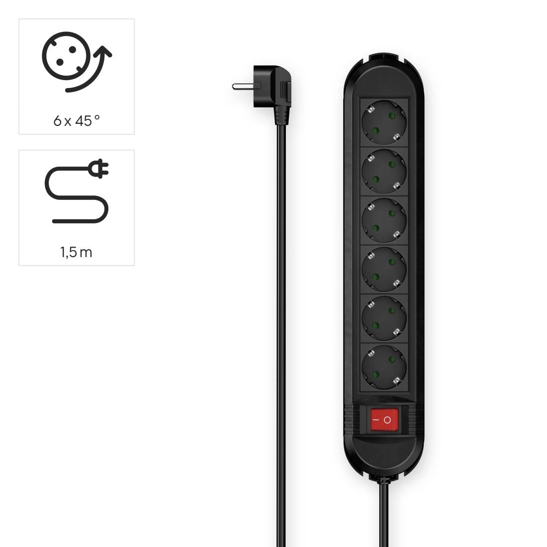 Hama 00223037 Steckdosenleiste mit Schalter Schwarz Schutzkontakt 1 St.