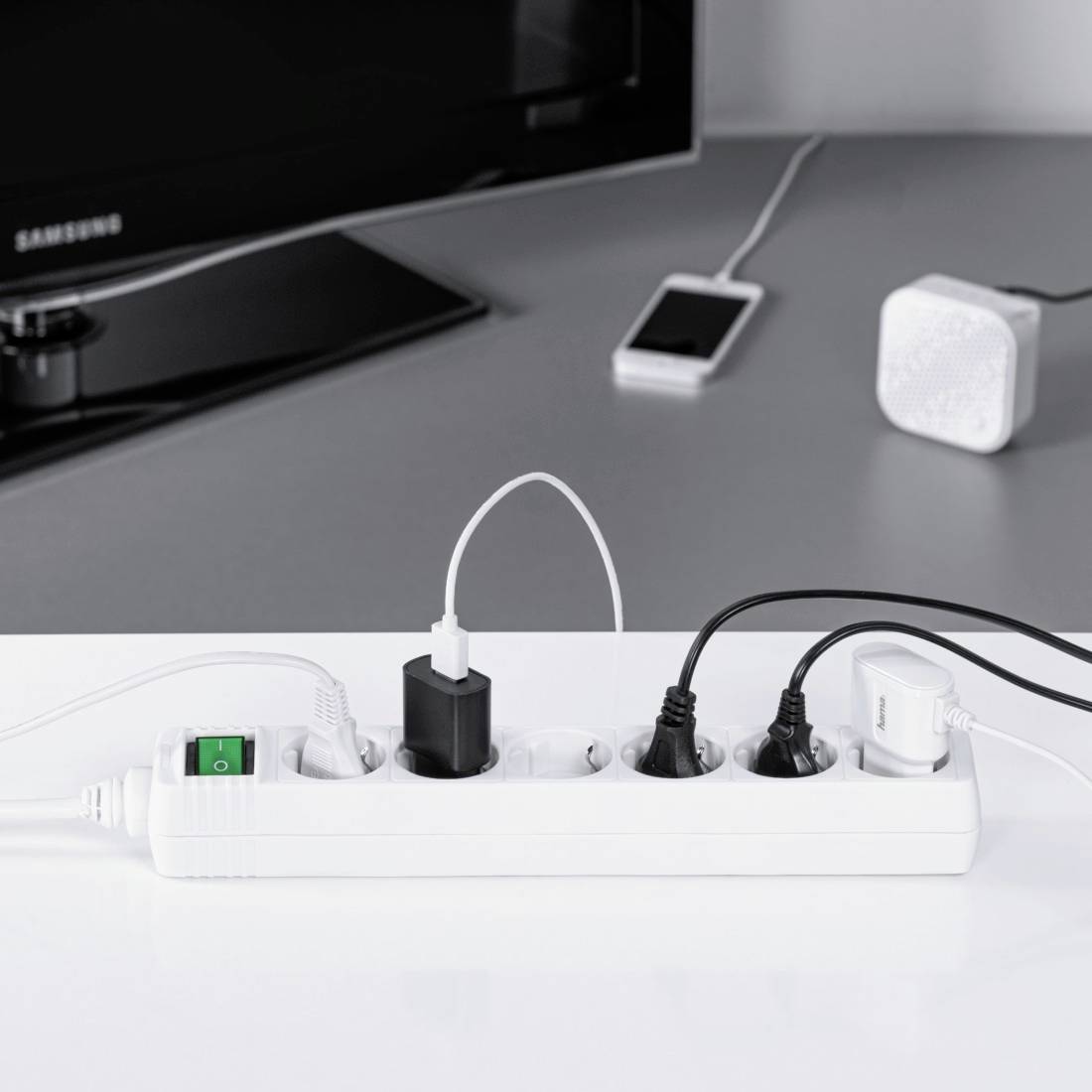 Hama 00223007 Steckdosenleiste mit Schalter Weiß Schutzkontakt 1 St.