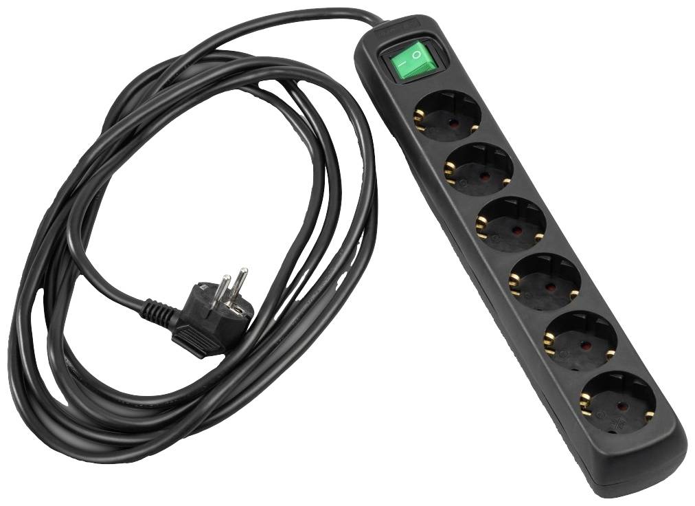 Hama 00223011 Steckdosenleiste mit Schalter Schwarz Schutzkontakt 1St.