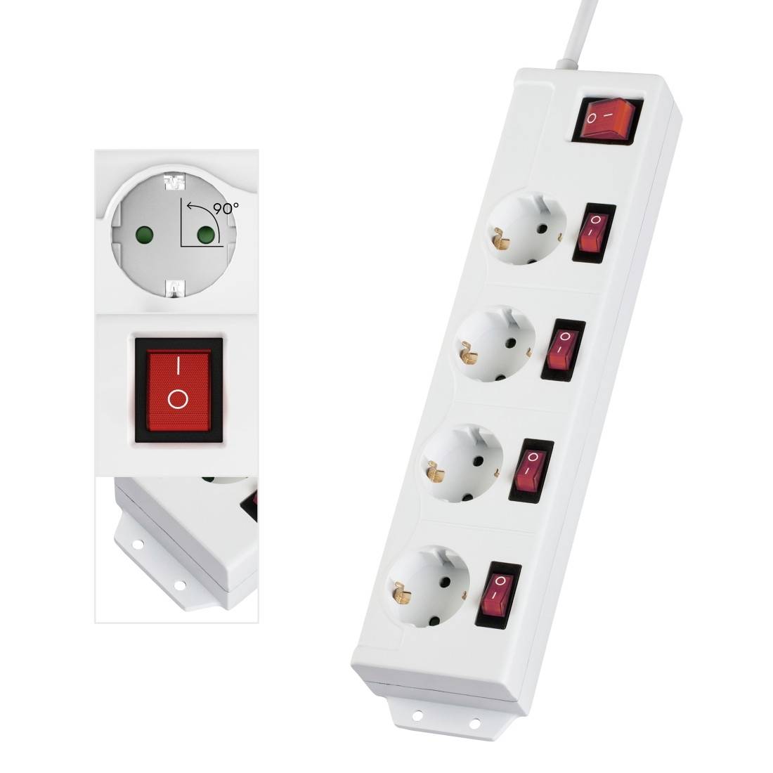 Hama 00223121 Steckdosenleiste mit Schalter Weiß Schutzkontakt 1 St.